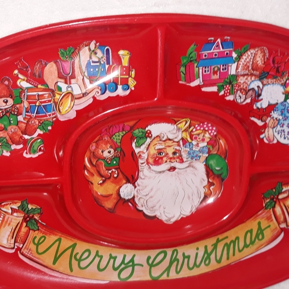 Vintage Ullman Co. USA made Christmas Holiday Plastic Divided Serving Tray - Picture 6 of 13